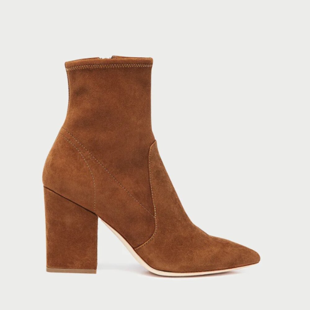 Loeffler Randall Isla Cacao Suede Slim Ankle Bootie - Brand New with box!